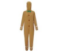 Christmas Family Matching Outfits Men Women Kids Long Sleeve Hooded Jumpsuit Gingerbread Cosplay Costume (Dad, S, A-Turmeric)