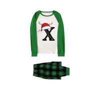 Christmas Family Matching Pajamas Sets Christmas PJ's Letter Print Top and Plaid Pants Pyjamas Nightwear Sleepwear Jammies for Woman Outfits for The Holidays Designer Clothes for Women (X,L)