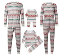 Christmas Family Pajamas Matching Sets, Christmas Family Pajamas Matching Sets 2025 Xmas Tree Fireworks Print Top and Striped Pants Holiday Home Sleepwear Pyjama Loungewear Set Jammies White