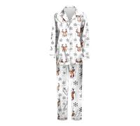 Christmas Family Pyjama Set Faux Silk with Long Sleeve Design for Cosy Holidays Memorable Moments for Two or with the Whole Family, White, M