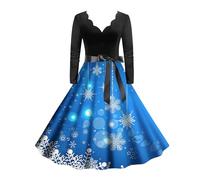 Christmas Fancy Dress Costumes for Women, Sexy Xmas Outfits Women, Reindeer Santa Casual Long Sleeve Round Neck Party Dress Elegant Swing Dress Christmas Costumes for Party Prom Cocktail