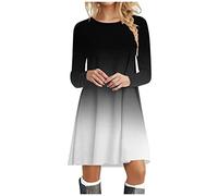 Christmas Fancy Dress Costumes for Women, Woman Party Dress Long, Cute Reindeer Santa Xmas Swing Dress Novelty Printed Long Sleeve Dress Christmas Costume for Cocktail Party