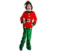 Christmas Fancy Dress For Girls 5 Piece Elf Roleplay Dress Costume Lovely Costumes Suits With Top Pant Hat Belt Shoe-Cover Xmas Performance Girl Clothes Sets Child'S Role Play Classic Outfit