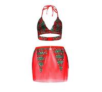 Christmas Fancy Dress for Women Lace Halter Babydoll Red Lingerie Sets Bodysuit Sexy Santa Costume Maid Valentines Wedding Outfit Black Swan Costumes