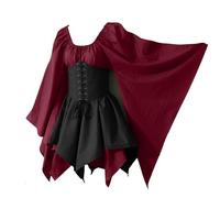 Christmas Fancy Dress Medieval Dress Fairy Irish Gothic Costume Cosplay Lace Up Corset(RD1,L)