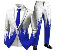 Christmas Fancy Dress,Men's Suits Featured Theme Print Cozy Fleece Hoodie and Relaxed Jogger Set for All-Season Everyday Comfort and Home Casualwear (Blue, S)