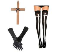 Christmas Fancy Dress Saints' Day Sister Role Playing Set Missionary Role Playing Dress Sister(Black,One Size)