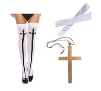 Christmas Fancy Dress Saints' Day Sister Role Playing Set Missionary Role Playing Dress Sister(White,One Size)