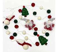 Christmas Felt Ball Garland Wool Felt Snowman Xmas Tree Santa Claus Banner Pom Pom Garland Bunting Christmas Decorations Clearance for Home Fireplace Windows Indoor Outdoor Christmas Decor- 9 Feet