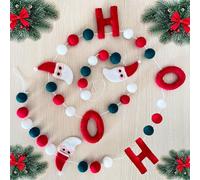 Christmas Felt Ball Garland Wool Felt Snowman Xmas Tree Santa Claus Banner Pom Pom Garland Bunting Holiday Party Decorations Clearance for Home Christma Decor (Christmas HO)