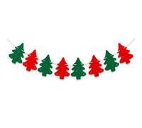 Christmas Felt Bunting, Hanging Wall, Green/red tree, 21cm | Textile Garland Structure, Felt Garland Hanging, Gathering Space Decoration, For Holiday Homeers