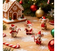 Christmas Felt Mice Ornaments,3in Cute Needle Felted Mouse Doll Figurines,Cartoon Xmas Wool Mouse Ornament,Handcrafted Festive Tabletop Felt Animal Crafts for Xmas Holiday Winter Home Party