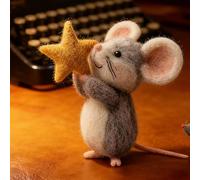 Christmas Felt Mice Ornaments, 4x8cm Cute Mini Mice Felted Doll With Star, Adorable Handmade Felting Mouse Table Figurine For Home Offices Christmas Tree