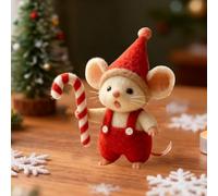 Christmas Felt Mice Ornaments, Adorable Xmas Needle Felted Wool Mouse with Santa Hat, Cozy Home Decor Gifts,Felt Animal Crafts Woodland Cute Christmas Tree Ornament for Home Party Supplies (S4)