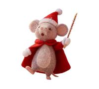 Christmas Felt Mice Ornaments, Cute Christmas Santa Mouse with Red Hat, Felt Handmade Collection, Animal Figurines Decorations, Mini Needle Wool Mouse Craft Tabletop