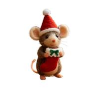 Christmas Felt Mice Ornaments, Handmade Felt Mice Ornament, Cute Needle Felted Mouse Figurines Christmas Decorations, Mini Handcrafted Mouse Animals Figurines Craft Ornament, for Home Decor