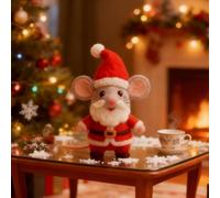 Christmas Felt Mouse Ornaments, 2025 New Handmade Wool Felt Mouse with Santa, Cute Needle Felted Mice Figurine, Christmas Felted Animal Crafts Decoration Gifts for All Ages
