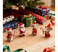 Christmas Felt Mouse Ornaments, 2025 New Handmade Wool Felt Mouse with Santa, Cute Needle Felted Mice Figurine, Christmas Felted Animal Crafts Decoration Gifts for All Ages