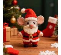Christmas Felt Mouse Ornaments,3in Handmade Wool Felt Mouse with Santa Hat,Cute Needle Felted Mice Figurine,Christmas Felted Animal Crafts Decoration Gifts,for Xmas Holiday Winter Home Party