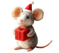Christmas Felt Mouse Ornaments, Handmade Wool Felt Mouse with Santa, Cute Needle Felted Mice Figurine, Christmas Felted Animal Crafts Decoration Gifts for Kids and Adults (Red C 1pcs)