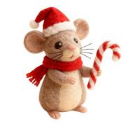 Christmas Felt Mouse Ornaments, Handmade Wool Felt Mouse with Santa, Cute Needle Felted Mice Figurine, Christmas Felted Animal Crafts Decoration Gifts for Kids and Adults (Red A 1pcs)