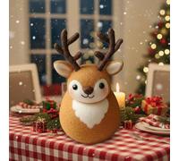 Christmas Felt Reindeer Ornaments, Handmade Wool Felt Christmas Reindeer Ornament, Adorable Needle Felted Xmas Deer Figurines Felted Animal Crafts Gifts for Kids and Adults (Brown B 1pcs)