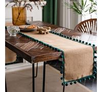 Christmas Felt Table Runner Natural Jute Splicing Bohemian Style Table Runners With Tassels Dining Wedding Home Table Decoration