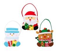 Christmas Felt Treat Candy Bags, Festive 3 Piece Set, 15x13cm, Holiday Treat Pouches, Christmas Candy Bag, Portable And Reusable Fabric, For Cookie, Popcorn, Snack At School Classroom, Or Parties