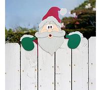 Christmas Fence Peeker, Funny Peeking Yard Sign Christmas Garden Art Fence for Indoor Outdoor DIY Xmas Decorations (Santa Claus)