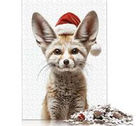 Christmas Fennec Fox Portrait Puzzles for Adults & Teenagers Wooden Puzzles for Adults Secret Santa Gifts 500pcs (52x38cm)