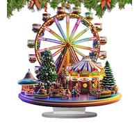 Christmas Ferris Wheel Decoration, Acrylic Ferris Wheel Shelf Ornament, Christmas Carousel Decorations, 2D Desktop Ferris Wheel Decor for Home, Christmas, Birthday