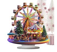 Christmas Ferris Wheel Ornament, Acrylic Christmas Ferris Wheel Ornament, 2D Desktop Ferris Wheel Decoration, Holiday Table and Bookshelf Decor, Unique Christmas Tree Accent, Perfect for Festive Home