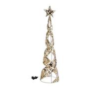 Christmas Festive 400 LED Light Up Gold Twist Starbelisk Cone Tree 1 metre Tall | 5m Mains Power Cable