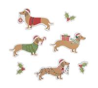 Christmas Festive Animal Craft Sticker - Self Adhesive - Sloth Dog Reindeer Choice (Festive Dachshund x 7)