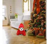 Christmas Festive Christmas Tree Themed Pet Costume Adorable Star and Pompom Design Cozy Winter Dog Outfit for Small Breeds and Cats (Red, M)