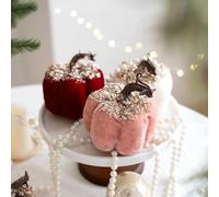 Christmas Festive Decor Tree Photo Holiday Foam Party 9 Cm Sequined Velvet Pumpkin Ornament for Decoration Prop Core with Sparkling Flannel Finish Red/Pink/Orange(White)