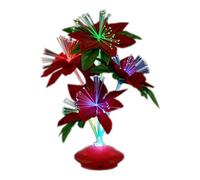 Christmas Fiber Optic Poinsettia Flower Centerpiece Red Light Up Decoration
