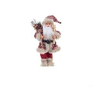 Christmas Figurine Handmade Santa Claus Featuring Miniature Sled and Bag, for Holiday Display on Mantel, Tabletop, or Shelf (30cm)