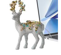 Christmas Figurines Reindeer - Glitter Flocked Christmas Figurine | Desktop Holiday Sculpture,for Collectors Craft Lovers Photography Winter Display Home Office Bedroom Living Room Window Sill