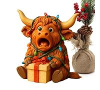 Christmas Figurines, Resin Animals for Desk, Cute Home Decor, Shelf Table Display, Holiday Decoration, Decorative Display Tool, Home Accessory for Living 3.23x3.15 Inches