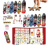 Christmas Finger Skateboard Advent - Fun Set of Small Interactive Traffic Signs for Holiday Countdown, Mini Skateboard with Creative Play Function