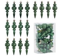 Christmas Finial Drop Ornament, 16PCS Xmas Hanging Finials Decoration Christmas Tree Wear Resistant Drop Decor for Wedding Winter Holiday Party