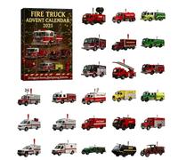 Christmas Fire Truck Advent Calendar 2025, 2D Acrylic Advent Xmas Ornament for Kids, 24 Days of Christmas Fire Truck Countdown Calendar, 24 Different t New And Old Fire Truck Sets for Holiday (Red)