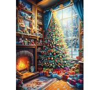 Christmas Fireplace 300 Pc Classic Jigsaw Puzzle Natural Scenery Animals Puzzle for Adults Hard Challenging Hobby Home Decor Poster High-grade Rigid Cardboard 300 PCS