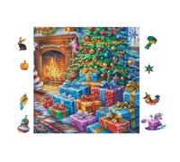 Christmas Fireplace Cottage 100 Pieces Classic Jigsaw Puzzle Puzzle for Adults Decompression Wall Art Mental Exercise Lightweight Recycled Material 28x28cm