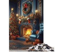 Christmas Fireplace Decor Puzzle Jigsaws 500 Pieces for Adults Puzzles for Adults Family Entertainment Toys 500pcs (52x38cm)