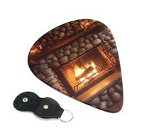 Christmas Fireplace New Year Guitar Picks 6-Pack - Pick Set (0.46mm / 0.71mm / 0.96mm) Suitable For Guitar And Ukulele Playing