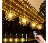 Christmas Firework Fairy Lights 4Pack Hanging USB 480 LEDs 8 Modes Starburst Sphere Waterproof Copper Wire With Remote for Home Party Xmas Decorations