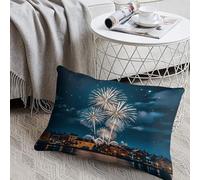 Christmas Fireworks in The Night Sky Pillow Cover Soft Throw Pillow Cover Hidden Zipper Rectangular Lumbar Pillow Covers Decorative Body Cushion Case Pillowcase for Sofa Couch Bedroom 8"x12"