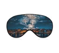 Christmas Fireworks in The Night Sky Sleep Mask Light Block-Out Eye Mask for Side Sleeper Pressure-Free Soft Night Blindfold with Adjustable Strap Breathable Sleep Eye Cover for Travel
